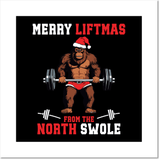 Merry Liftmas From North Swole Muscle Santa Weightlifting Posters and Art